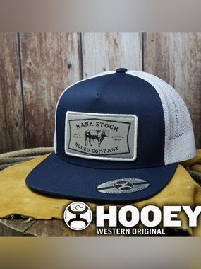 HOOey Rank Stock Hooey Hat Navy White Patch Trucker Hat Western